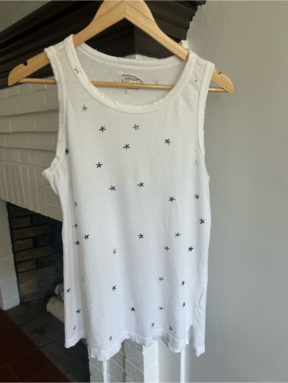 Current/Elliott White Tank Top with Navy Star Print Size M